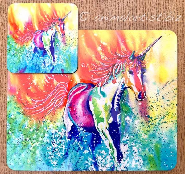 unicorn placemat and coaster
