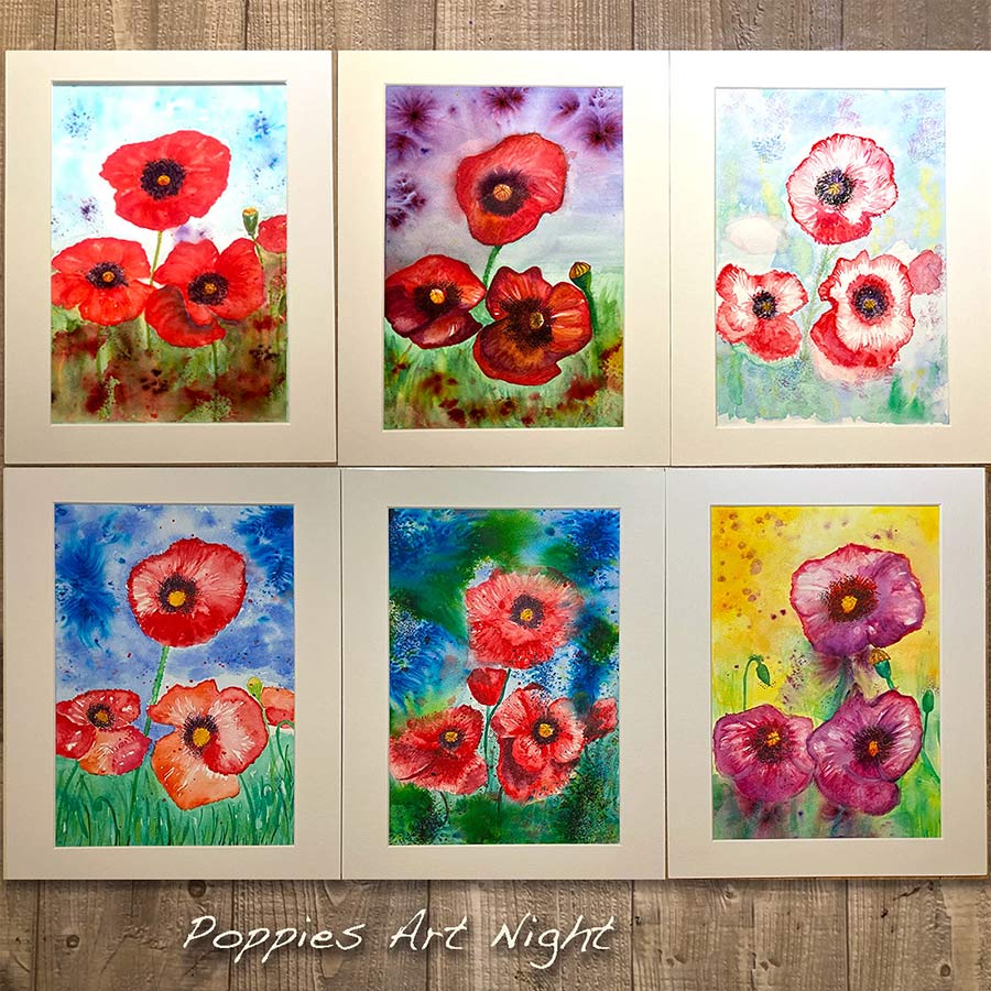 7 Nov Watercolour Art Night - Poppies - Sold out - Image 3