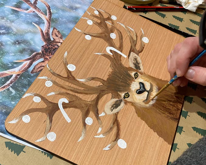 5 Dec Adult Acrylics Art Night - Stag placemat - Sold out - Image 4