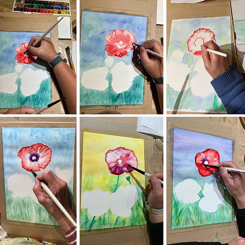 7 Nov Watercolour Art Night - Poppies - Sold out - Image 4