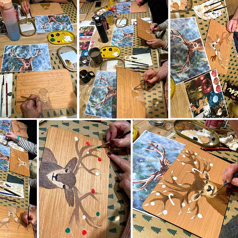 5 Dec Adult Acrylics Art Night - Stag placemat - Sold out - Image 5